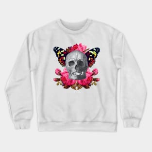 Skull with flowers and butterfly wings Crewneck Sweatshirt